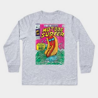 Hot Dog Surfer Kids Long Sleeve T-Shirt